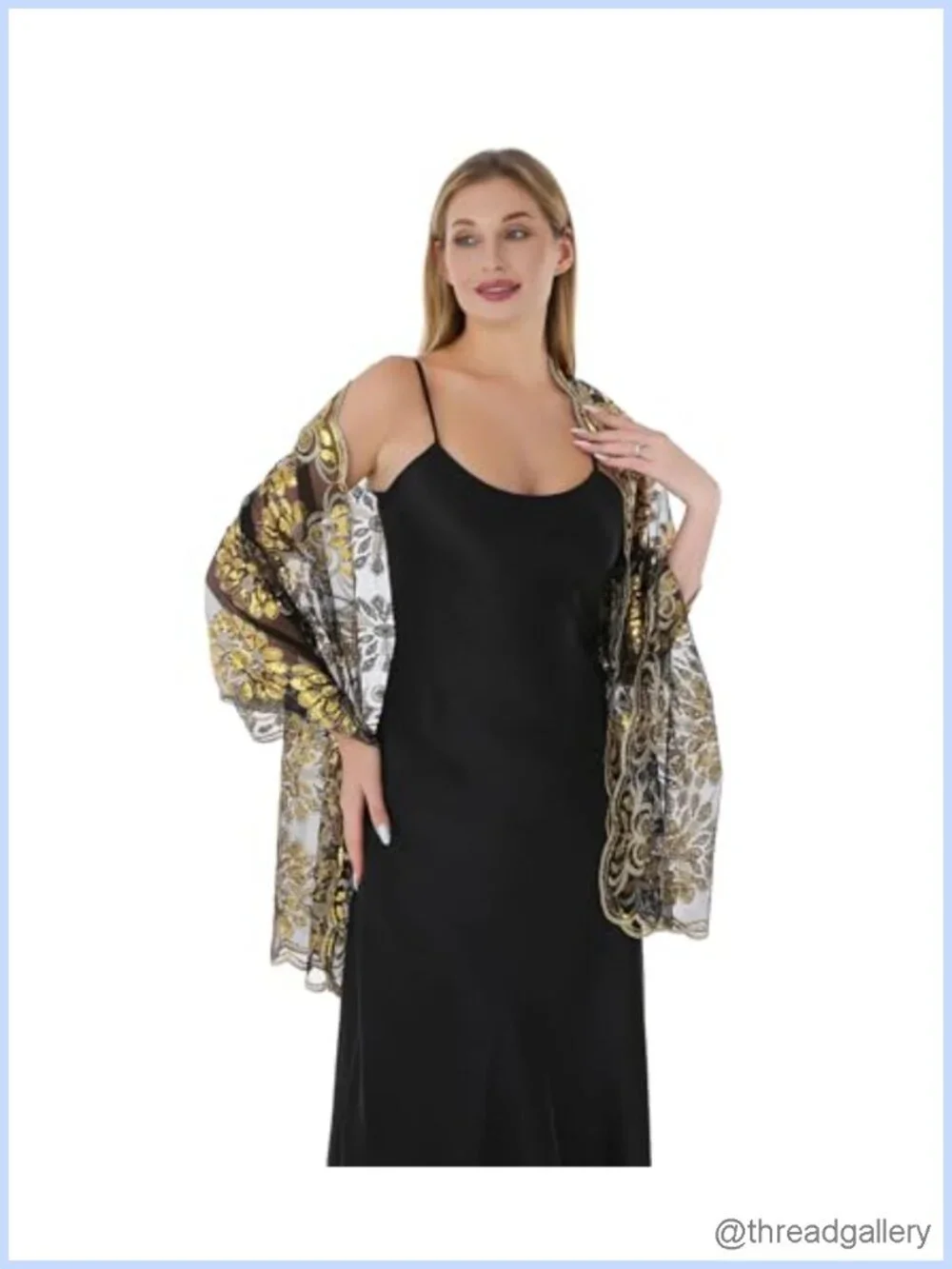 Chiffon Sequin Lace Evening Wrap Shawl for Dresses Wedding Formal